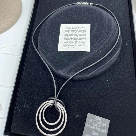 Technibond Classic Platinum-Bonded Sterling Silver Necklace with Black Cord - Picture 7 of 13